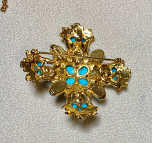 Load image into Gallery viewer, Authentic Swoboda Cross Pendant ~ TURQUOISE, PEARL
