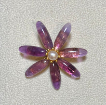 Load image into Gallery viewer, AUTHENTIC SWOBODA FLOWER BROOCH ~ AMETHYST, PEARL
