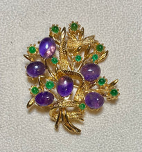 Load image into Gallery viewer, AUTHENTIC SWOBODA FLOWER BROOCH ~ AMETHYST, PERIDOT
