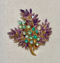 Load image into Gallery viewer, AUTHENTIC SWOBODA PINE APPLE BROOCH ~ AMETHYST, GREEN MOONSTONE
