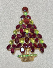 Load image into Gallery viewer, Authentic Swoboda Christmas Tree Brooch ~ Garnet, Peridot
