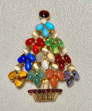 Load image into Gallery viewer, Authentic Swoboda Christmas Tree Brooch ~ Moonstone, Garnet, Multi-stone
