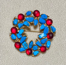 Load image into Gallery viewer, Authentic Swoboda Christmas Wreath Brooch ~ Turquolite
