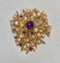 Load image into Gallery viewer, AUTHENTIC SWOBODA FLOWER BROOCH ~ MOONSTONE, AMETHYST
