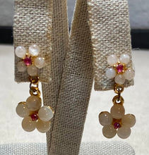 Load image into Gallery viewer, AUTHENTIC SWOBODA EARRINGS ~ Genuine Moonstone, Garnet ~ Pierced
