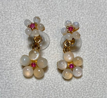 Load image into Gallery viewer, AUTHENTIC SWOBODA EARRINGS ~ Genuine Moonstone, Garnet ~ Pierced
