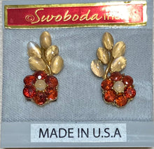 Load image into Gallery viewer, AUTHENTIC SWOBODA EARRINGS ~ Genuine Moonstone, Garnet ~ Clip-on
