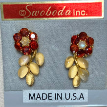 Load image into Gallery viewer, AUTHENTIC SWOBODA EARRINGS ~ Genuine Moonstone, Garnet ~ Pierced
