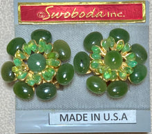 Load image into Gallery viewer, AUTHENTIC SWOBODA EARRINGS ~ JADE, PERIDOT ~ CLIP-ON
