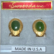 Load image into Gallery viewer, AUTHENTIC SWOBODA EARRINGS ~ JADE ~ CLIP-ON
