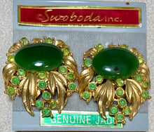 Load image into Gallery viewer, AUTHENTIC SWOBODA EARRINGS ~ JADE, PERIDOT ~ CLIP-ON

