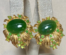 Load image into Gallery viewer, AUTHENTIC SWOBODA EARRINGS ~ JADE, PERIDOT ~ CLIP-ON

