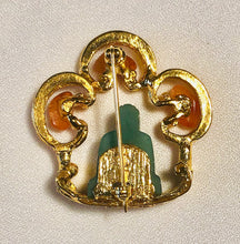 Load image into Gallery viewer, Authentic Swoboda Buddha Brooch ~ Carnelian, Nephrite Jade Buddha
