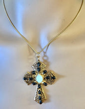 Load image into Gallery viewer, Authentic Swoboda Cross Pendant ~ Genuine Opal and Black Onyx
